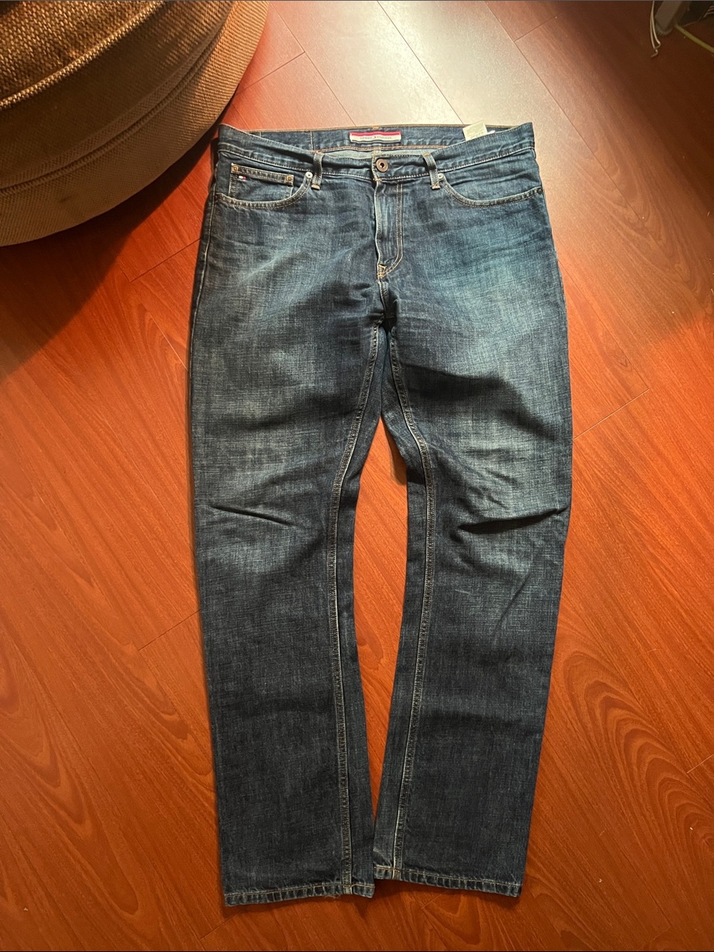 Tommy Hilfiger‎ Light & Dark Blue Denim with Gold Stitching Mens classic 34/34